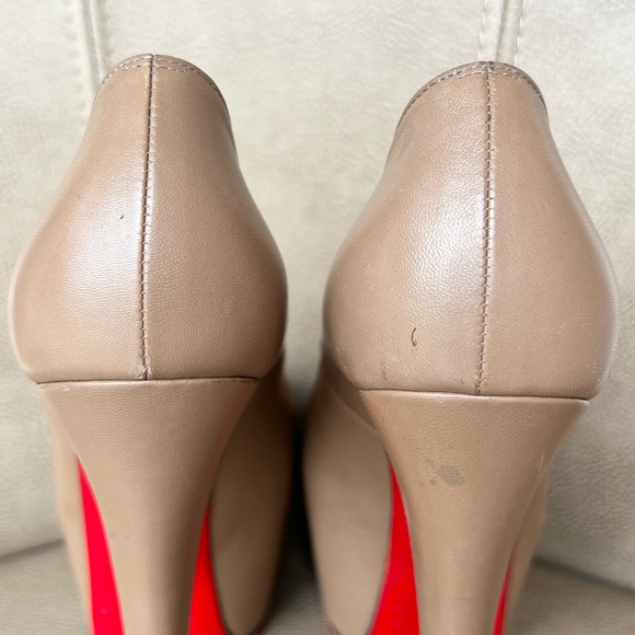 Christian Louboutin Highness 160 Nude Tan Platform Red Peep Toe Euro 38 1/2 - Picture 8 of 16